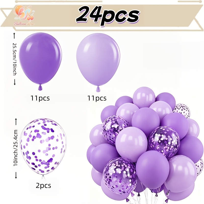 TEMU 24 jeux de ballons violets, comprenant des ballons violets à paillettes et des ballons violets, parfaits pour les anniversaires, , les fêtes