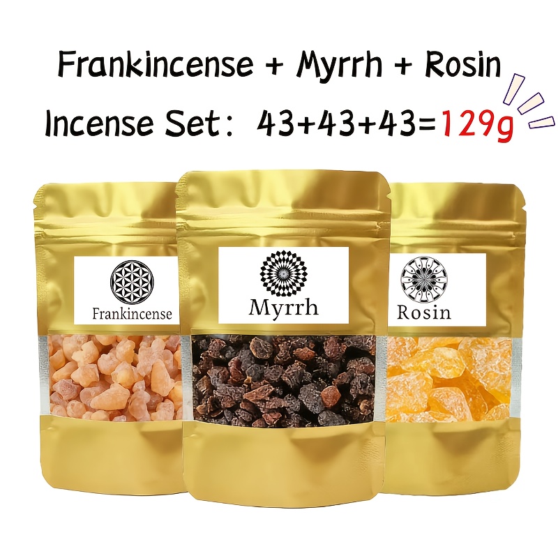Frankincense, And Pine Resin 3pcs Premium Incense Combination Set, Natural Resin | For Meditation, Yoga, Air Purification, Home Decor Natural Fragrance Combination