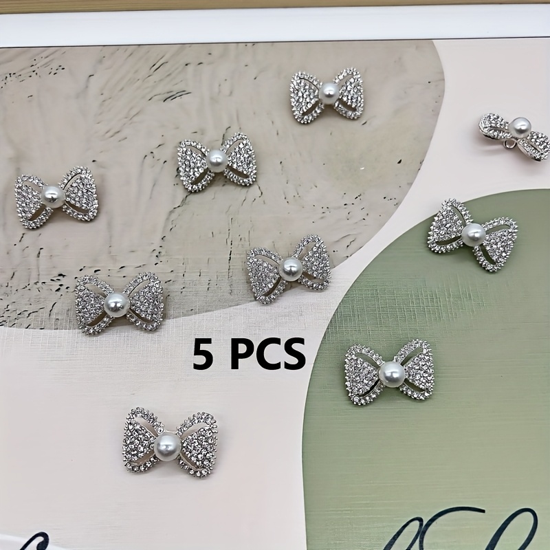 TEMU Bottoni a con fibbia in con diamanti, stile temperamentale, a intarsiata con diamanti, bottoni decorativi con strass, 5 pezzi