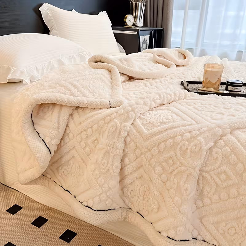 ultra soft thick flannel throw blanket cozy warm versatile for bed pink with tassels machine washable cozy blanket design puffy christmas gift style occasion theme Product details 1