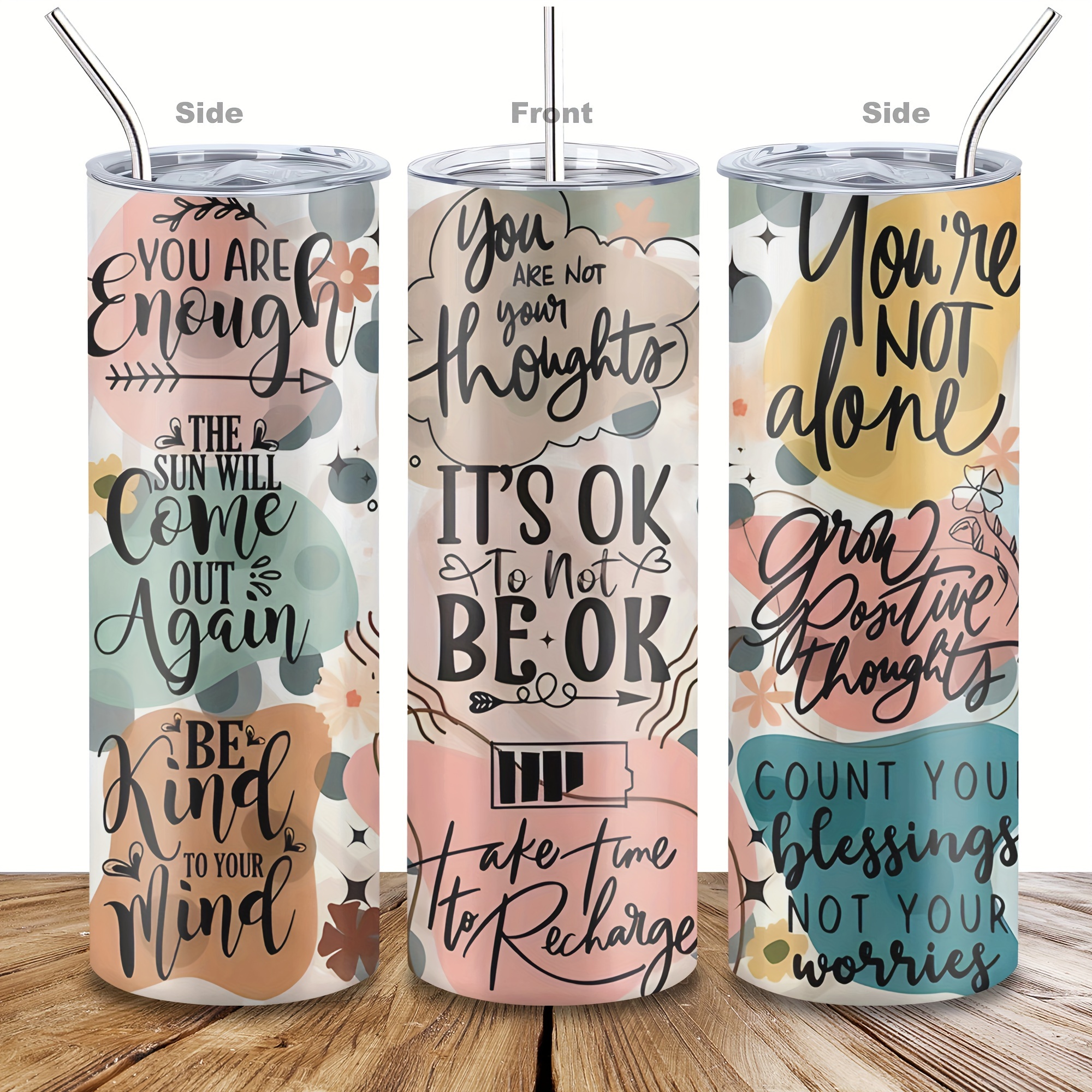 

1pc, 30oz Tumbler With Lid, Inspirational Quotes Stainless Steel Water Bottle, Vacuum Insulated Water Cups, Summer Winter Drinkware, Outdoor Travel Accessories, Birthday Gift