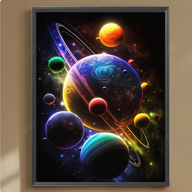 1pc 30 X 40 Cm Frameless Diamond Painting Kit, 5d Mosaic Acrylic Round Diamonds Planet Diamond Painting. Full Handmade Sticker Painting, Diamond Painting Art Craft Wall Decoration, Full Diamond Design