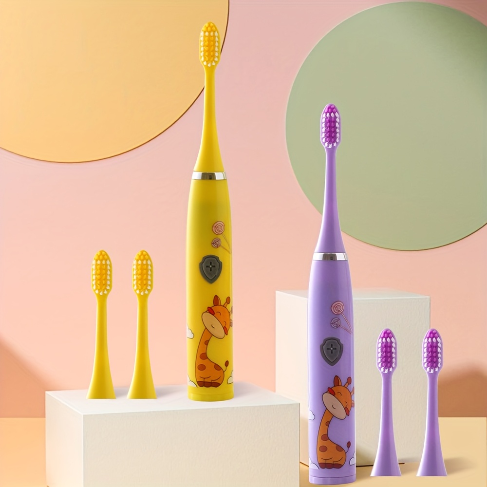 Cepillo de dientes eléctrico para niños con 8 cabezales de repuesto - Cerdas ultra suaves, operación con un solo botón, diseño ideal para viajes, no necesita carga, cuidado bucal familiar, cuidado bucal moderno, cuidado bucal duradero, cepillo de diente, cepillo limpieza eléctrico dientes, cepillo de dientes recargable, cepillo dientes electrico, limpieza de dientes