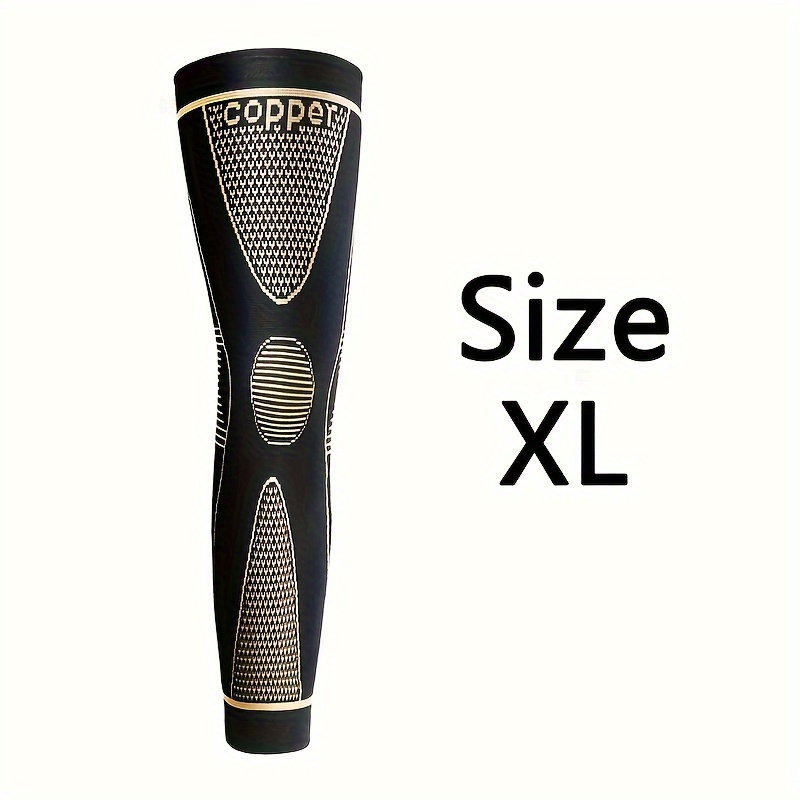 TEMU 1pc Copper Long Compression Sleeve, Knee Support For Men And Women, Suitable For Basketball, Volleyball, , Softball, Baseball, Golf, Running,