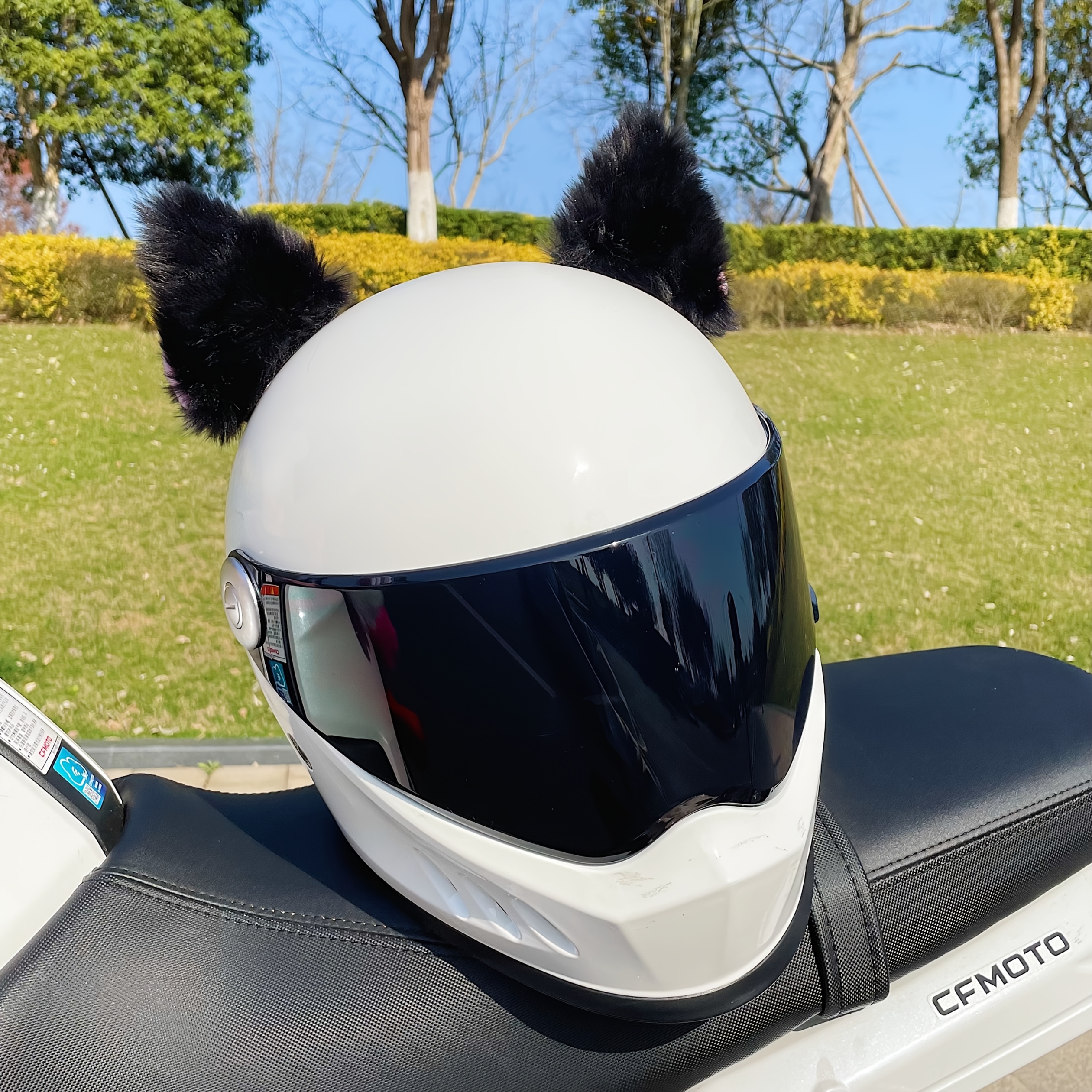 1pc White Cat Ears Helmet Accessory Cute Polyester Motorcycle Decoration  for Adults Helmets, Stylish and Protective Gear for Outdoor En