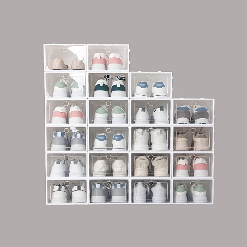 

15pcs Transparent Plastic Shoe Storage Box, Shoe Organizer, Non-waterproof Shoe Cabinet For Home Daily Use