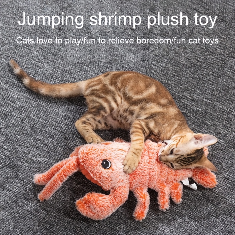 

Usb Rechargeable Lobster Cat Toy - Interactive Plush Jumping Pet Plaything For , Cover, Washable