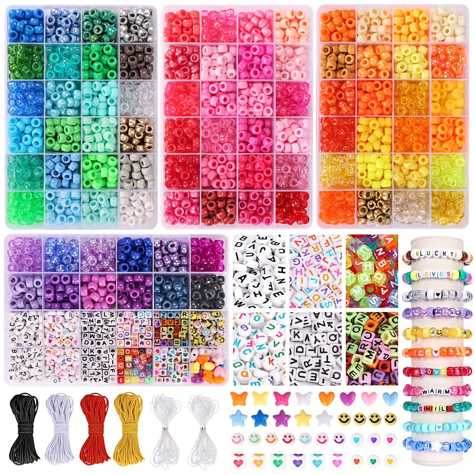 

Bead Bracelet Making Kit, 4900pcs Beads Kit, Friendship Bracelet Making Kit With 84 Colors , Rainbow Hair Beads, Letter Heart For Craft Gifts Bracelets Jewelry Making With Elastic Strings