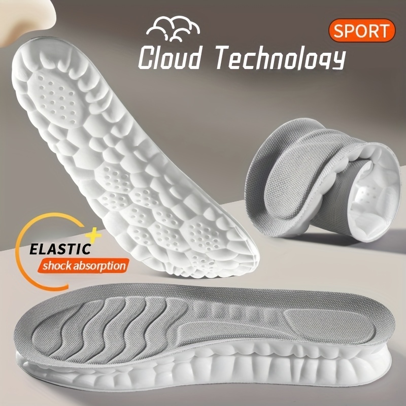 1 Pair Super Soft TPU Sports Insoles - Shock-Absorbing Basketball Arch Support Insoles with Textured Grip for Enhanced Comfort & Support, Grey, Sports Insoles, Arch Support, Textured Grip Insoles