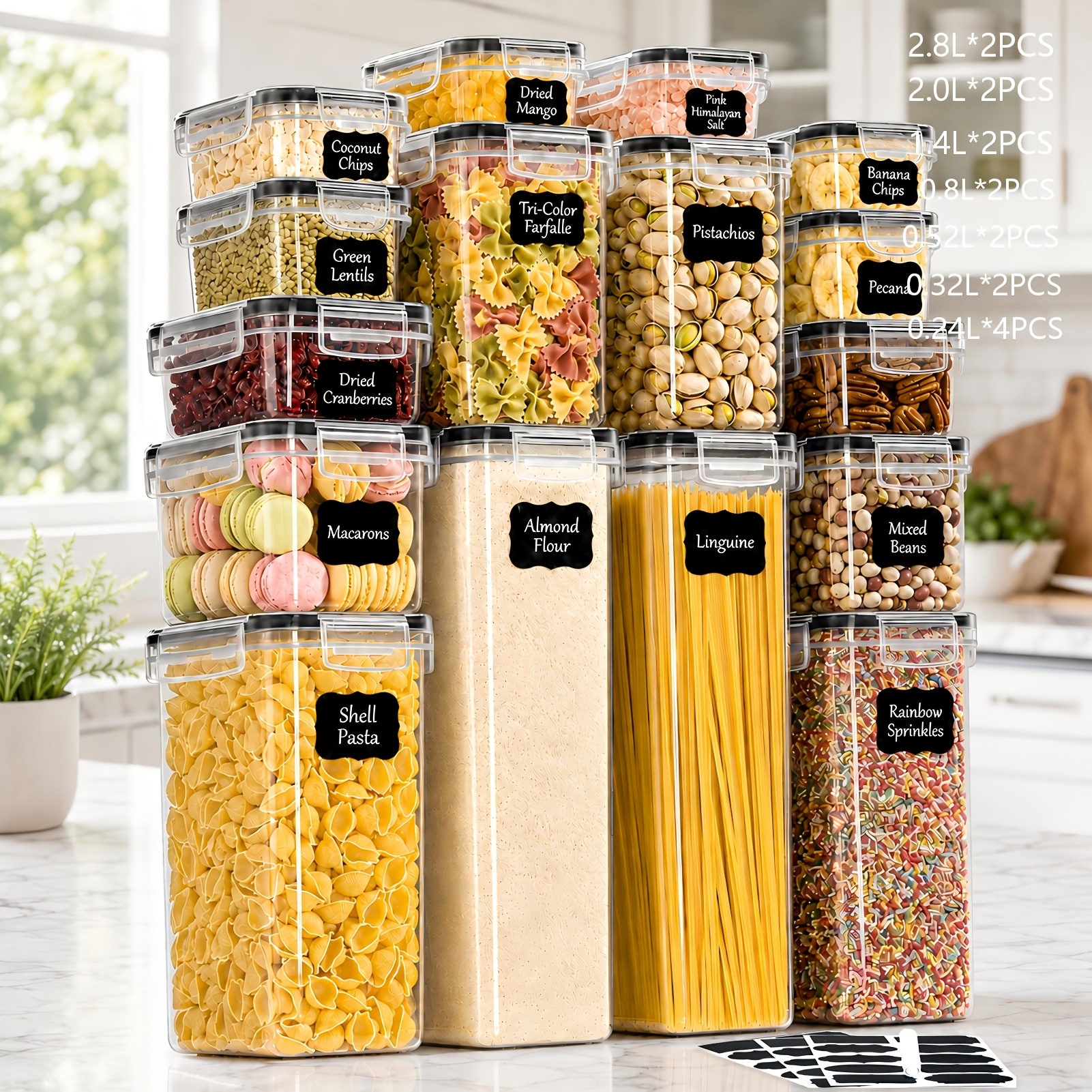 TEMU 32/27/24/16/8pcs Set Of Sealed Food Storage Containers, Leak-proof, Stackable, Space- Kitchen Organizers, Great For Cooking And Pantry Tidying