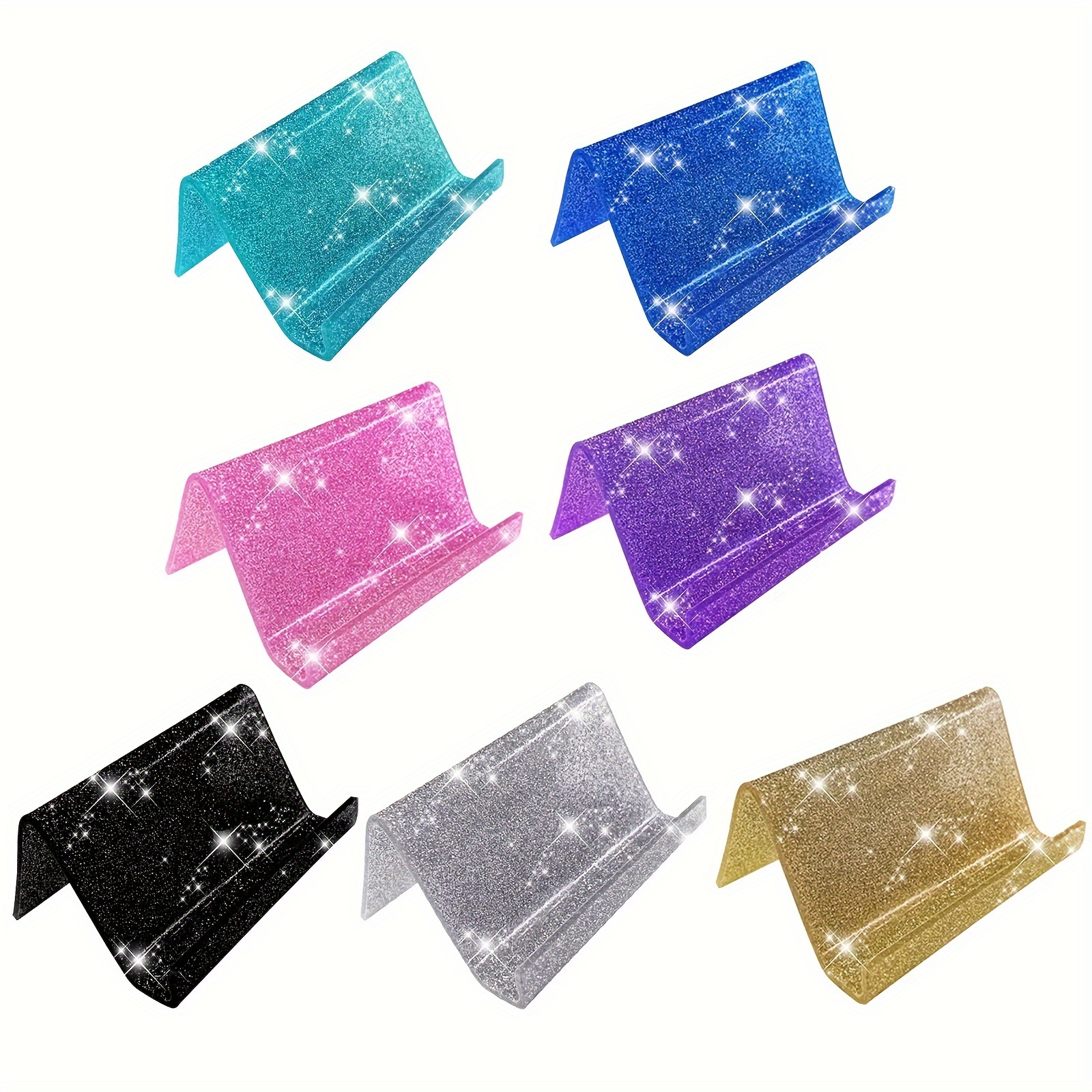 

1pc Sparkling Acrylic Business Card Holder In Assorted Colors - , Glittery Design For Office & Home Desk Organization, Cute Office Supplies