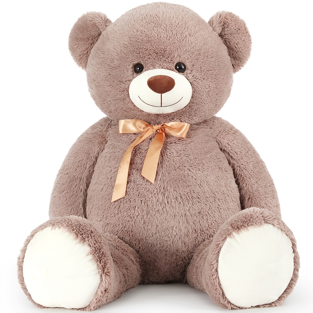 Image of Morismos Giant 52'' Big Teddy Bear Suitable For &, Life-size Stuffed Animal Plush, Soft Suitable For Decor, Baby Shower Gifts, Christmas, Birthday, For Decoration - Plushie Gifts For Children