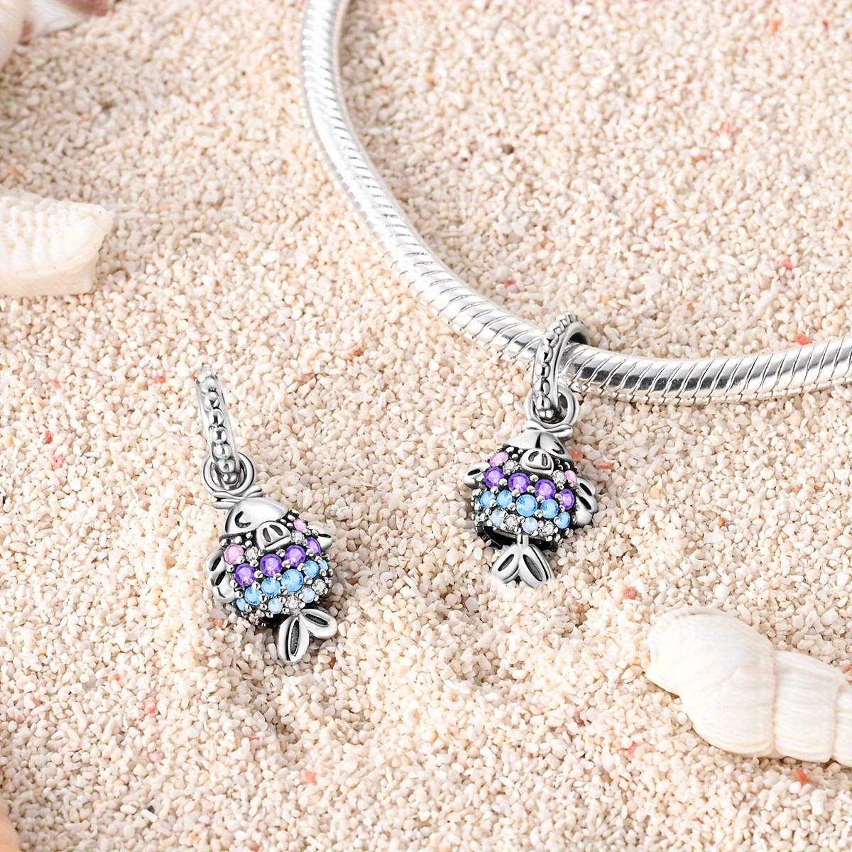 925 Silver Swimming Fish Charm Bracelet Accessory
