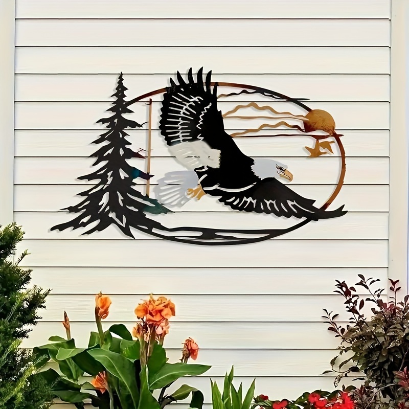 

1pc Sunset Eagle Scene Northwoods Metal Wall Art, Flying Eagle Wall Art, Metal Wall Sign, Aesthetic Wall Decor, Retro Hanging Ornament, For Home Room Living Room Office Decor