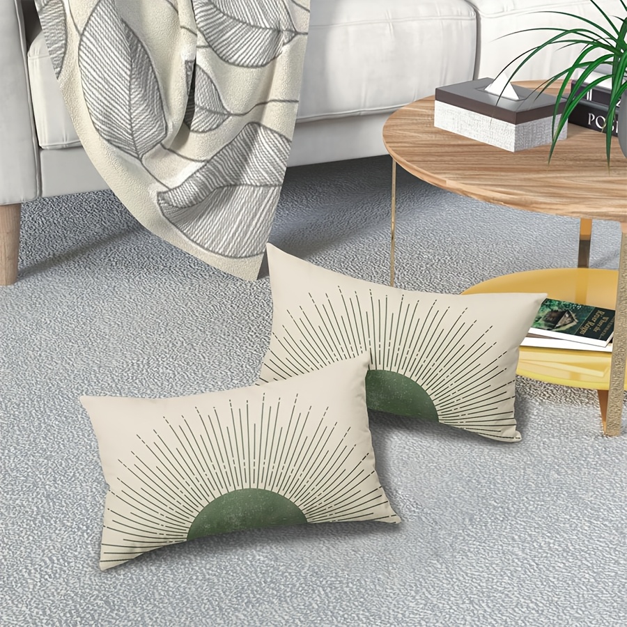 2pcs polyester green sun sunrise sunshine lumbar pillow Temu