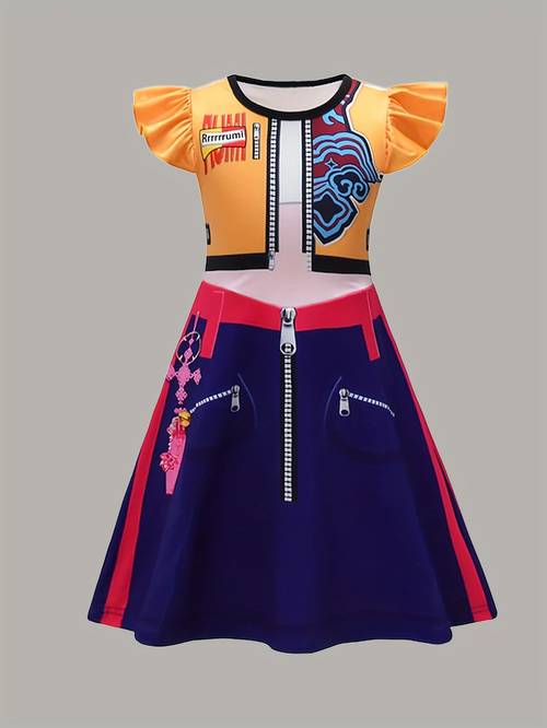 1pc kpop girl singing and dancing print dress for girls childrens dress soft and comfortable fabric for girls