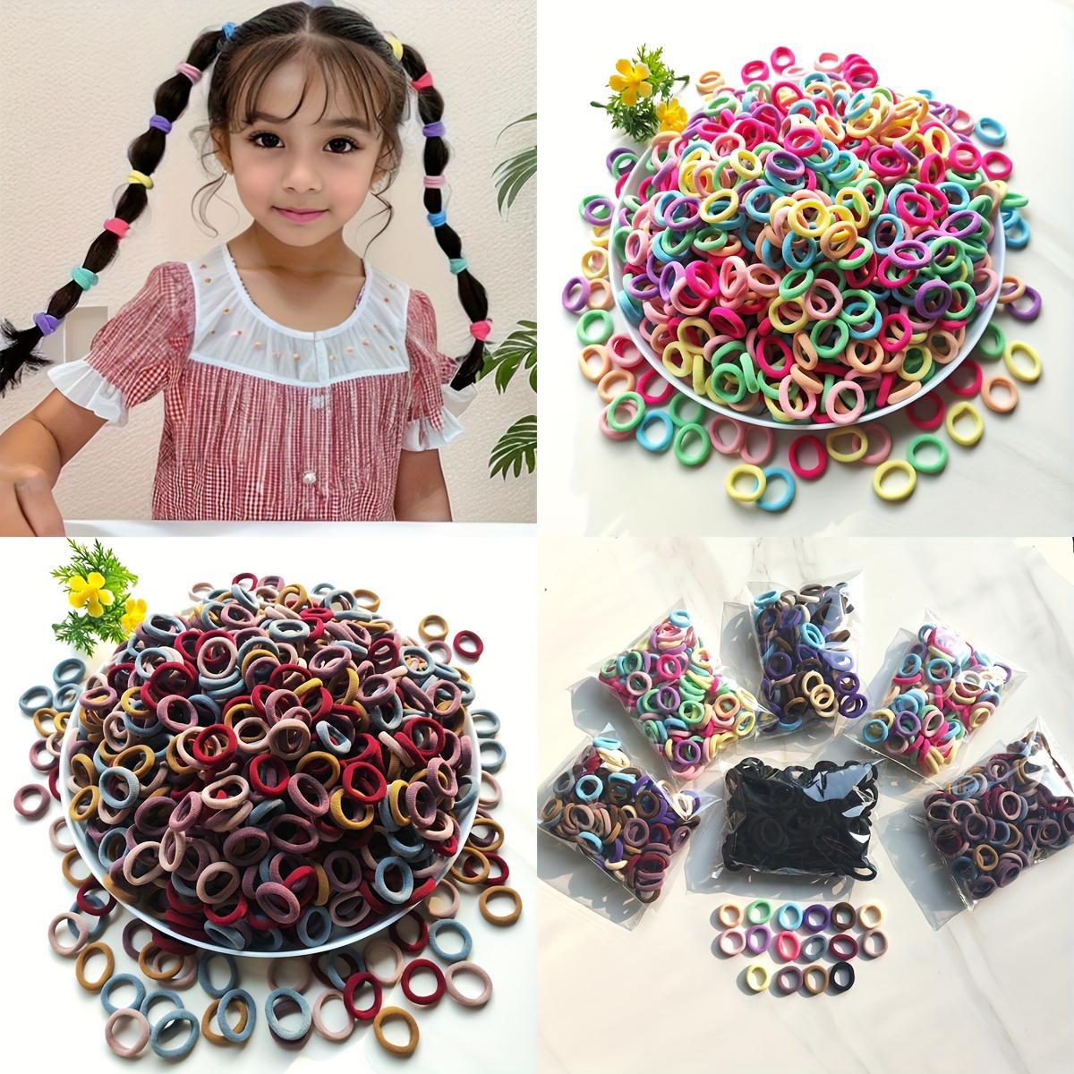 

40/70/140pcs Candy Color High Stretch Hair Rope No Stitching Seam Hair Ties Leather Bands Braids Hairstyle Use Knitted Cotton Hair Ties