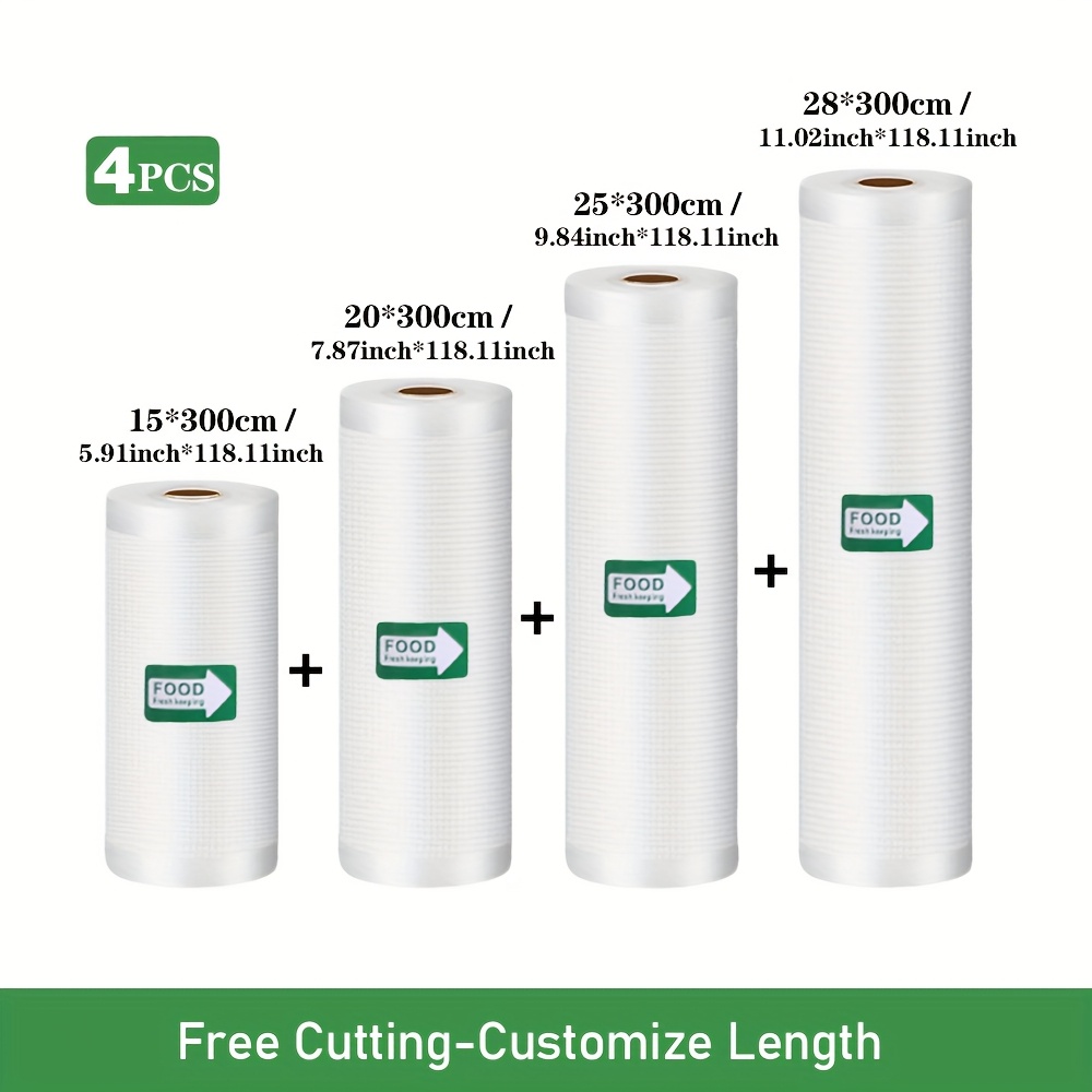 Image of 4 Rolls Of Vacuum Sealer Bags (3 Meters Each), Reusable, Food Storage Bags For Fresh Meat, Seafood, Vegetables, For Sous Vide, Freezing, And Bulk Food Preservation, Great For Meal Preparation