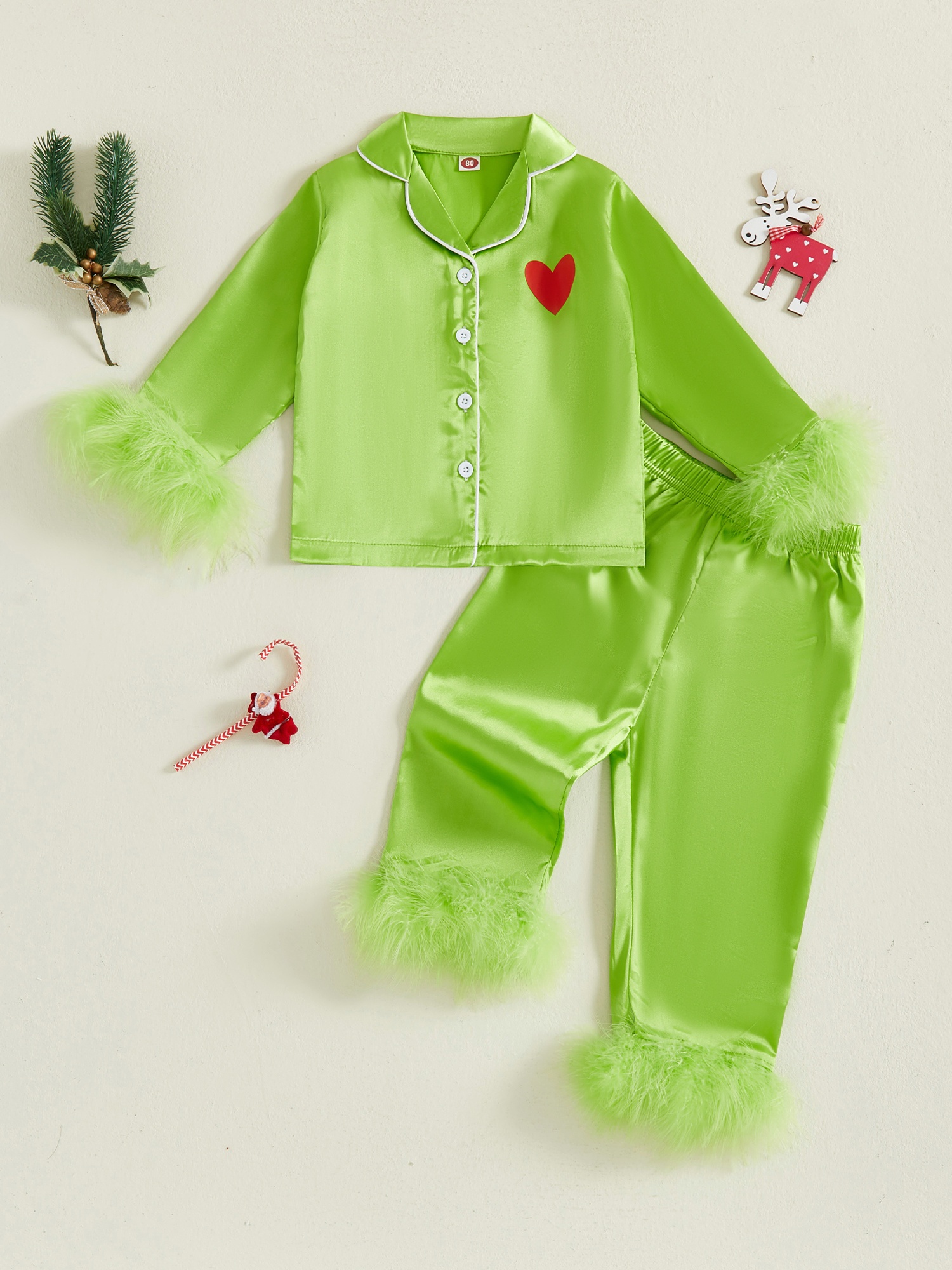 green pajamas sold on Temu United States