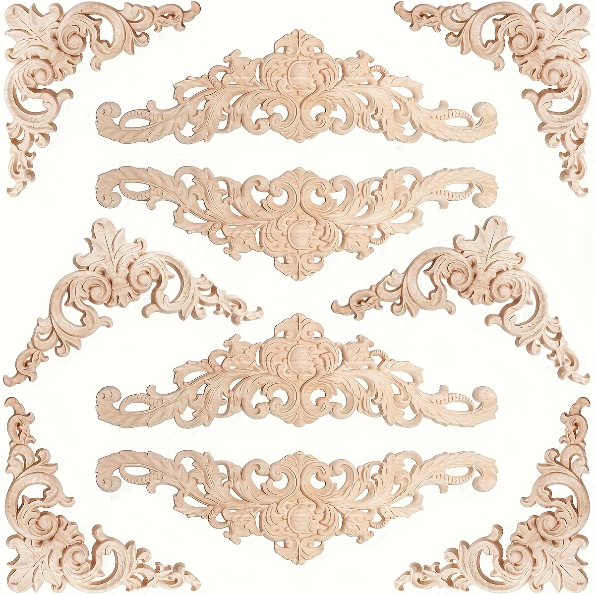 6pcs exquisite wooden carved appliques set   decor with classic european style no power required   durable and long lasting 0