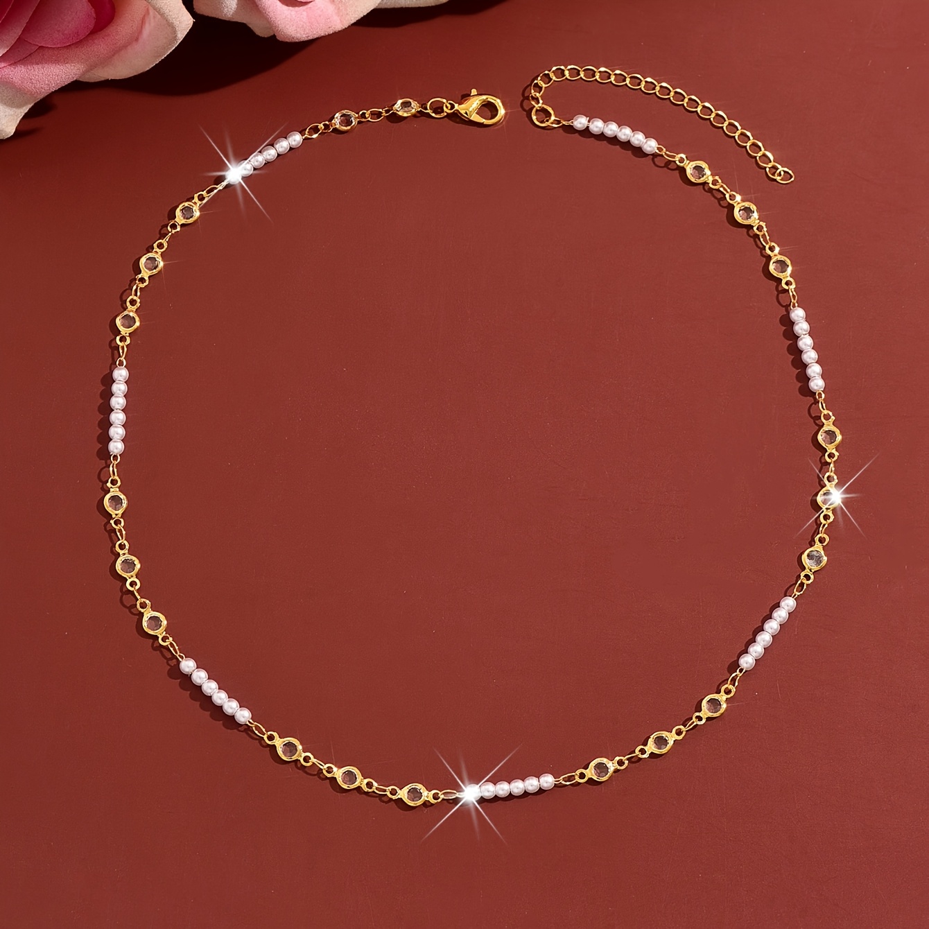 Women's Elegant Thin Chain Imitation Pearl Clavicle Necklace, Versatile Accessory