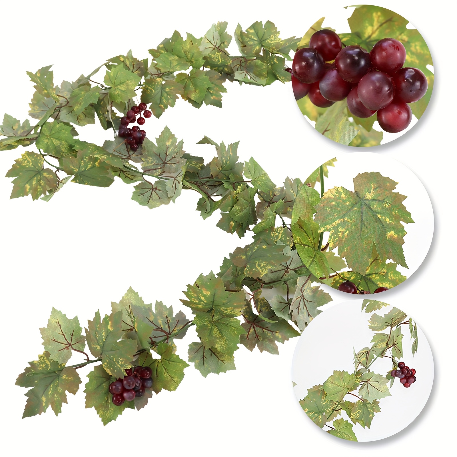 2m 4m artificial grape vine with realistic purple grapes green leaves durable plastic indoor outdoor decor for weddings home   photo booth no electricity needed artificial vines for outdoors garden decoration decorative