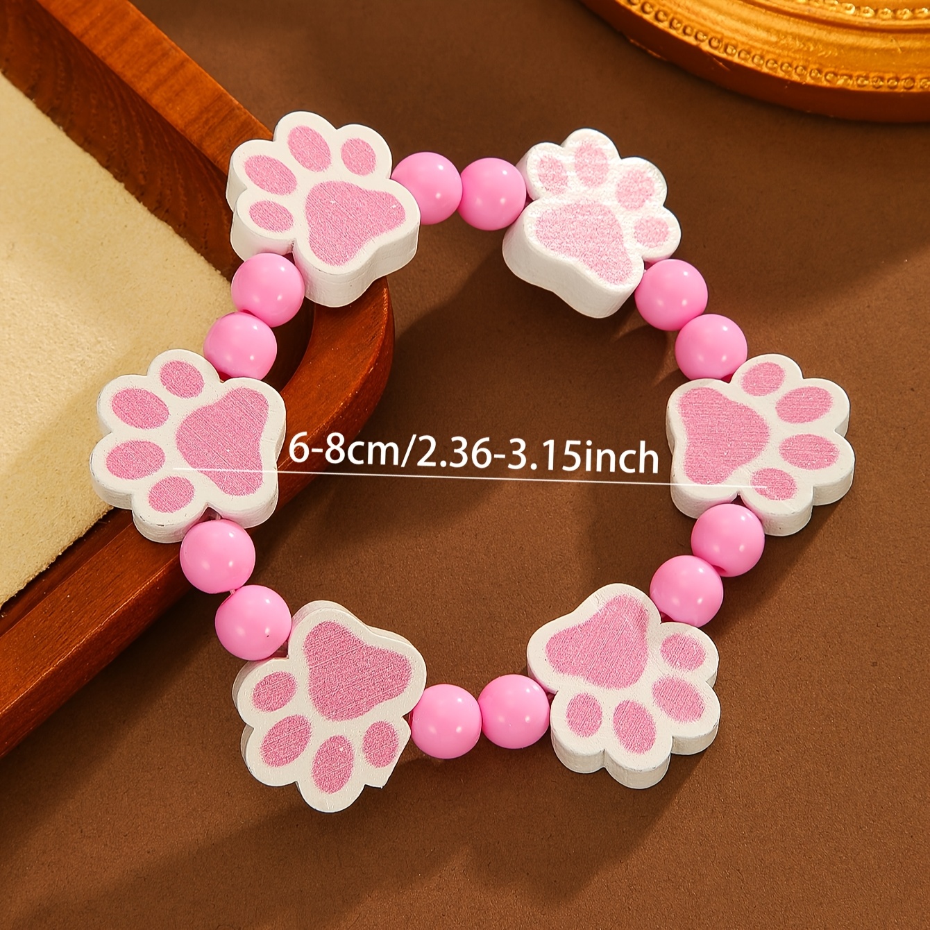 Y2K Style Paw Print Bead Bracelet for Women