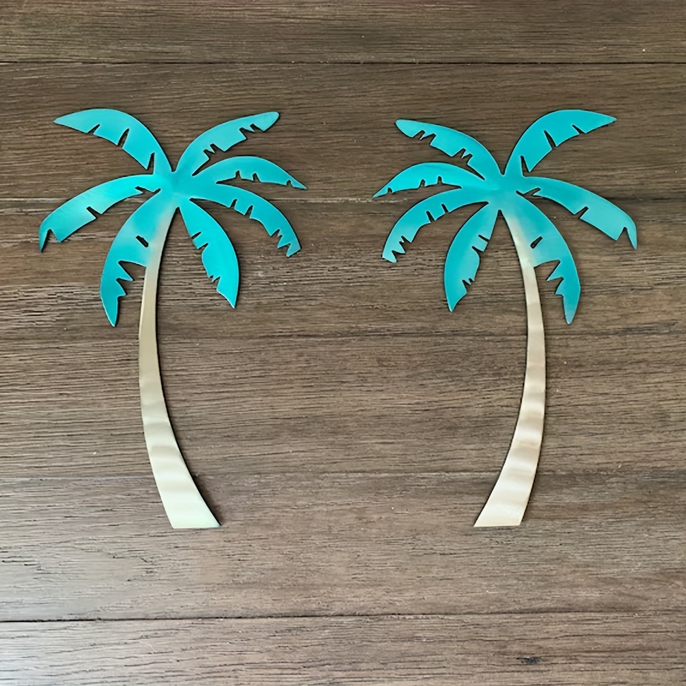 

Set Of 2 Metal Palm Tree Wall Art, Coastal Beach House Decor, Indoor & Outdoor Tropical Wall Sculpture