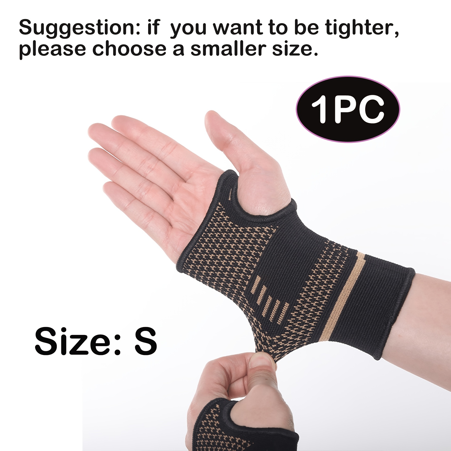 TEMU 1pc Copper Infused Wrist Brace For Men And Women, Breathable Wrist Compression Sleeves, Comfortable Wrist Wraps For Typing, Elastic Palm Sleeve