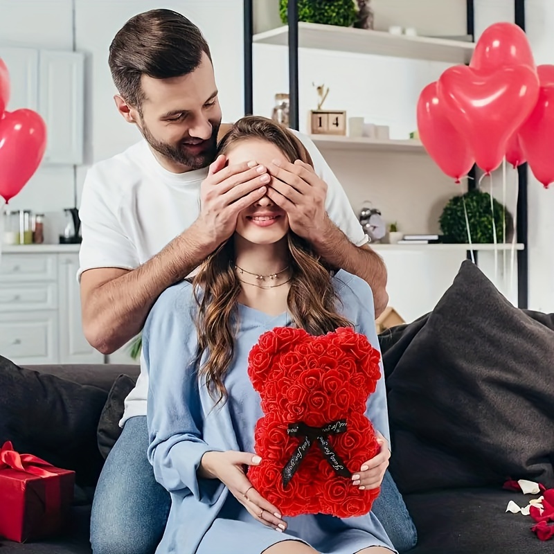 

Red Foam Eternal Rose Bear, Romantic Gift For Couples, Long- Floral Arrangement, Anniversary, Valentine's Day, Home Decor