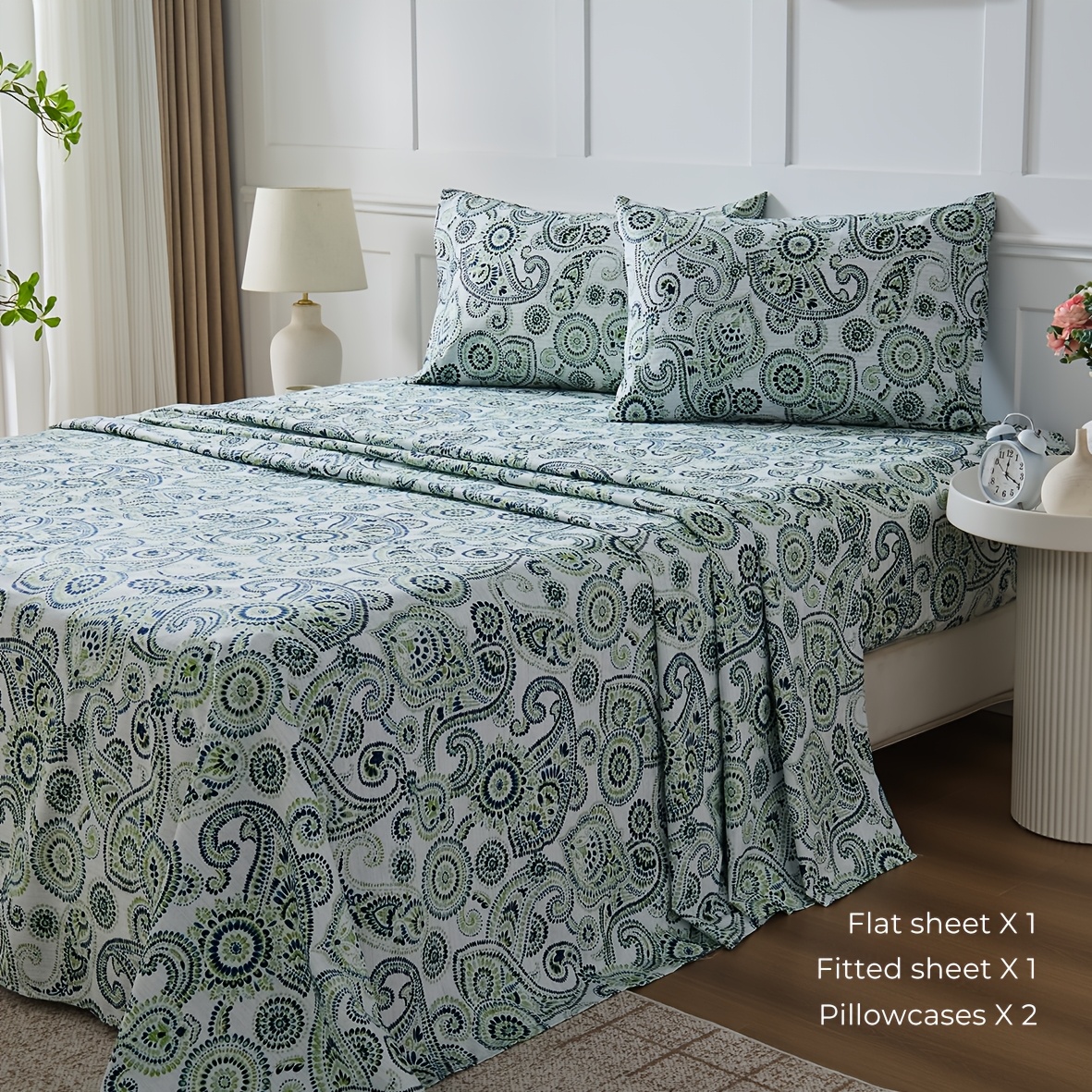Temu – TEMU 4pcs Paisley Bedding – Breathable & Cooling Sheets, 18-inch Deep Pockets | Luxury Bedding | Wrinkle-resistant, Fade-resistant,, Suitable For –