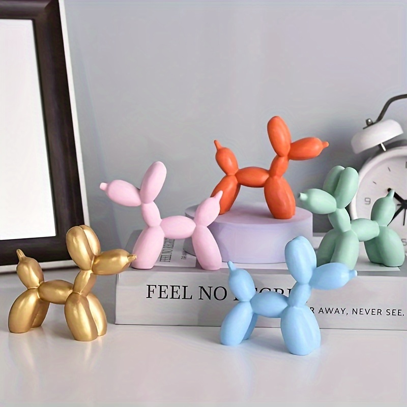 

1pc, Miniature Balloon Dog Decorations, Resin Cartoon Animal Figurines For Home, Party, Room Decor, Charming Modern Desk Decor