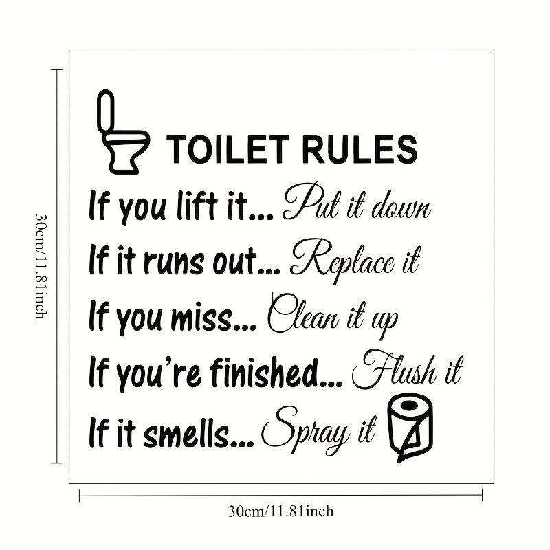 TEMU 1pc Toilet Rules Stickers, Bathroom Wall Stickers - Stickers Removable Bathroom Decals, Creative Decorations, Christmas/ Halloween Gifts