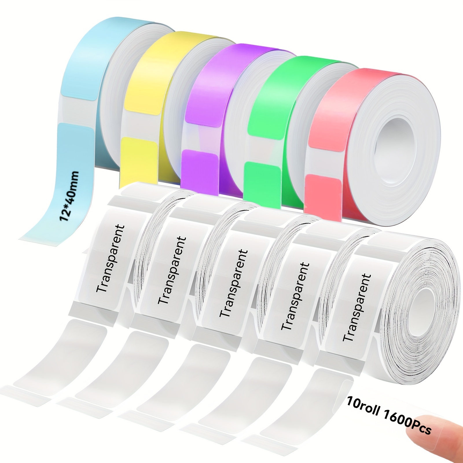 

1600pcs 12 X 40mm Label , Compatible With Most Portable Label Printer D30/d32/d35, 10 Roll (colorful)