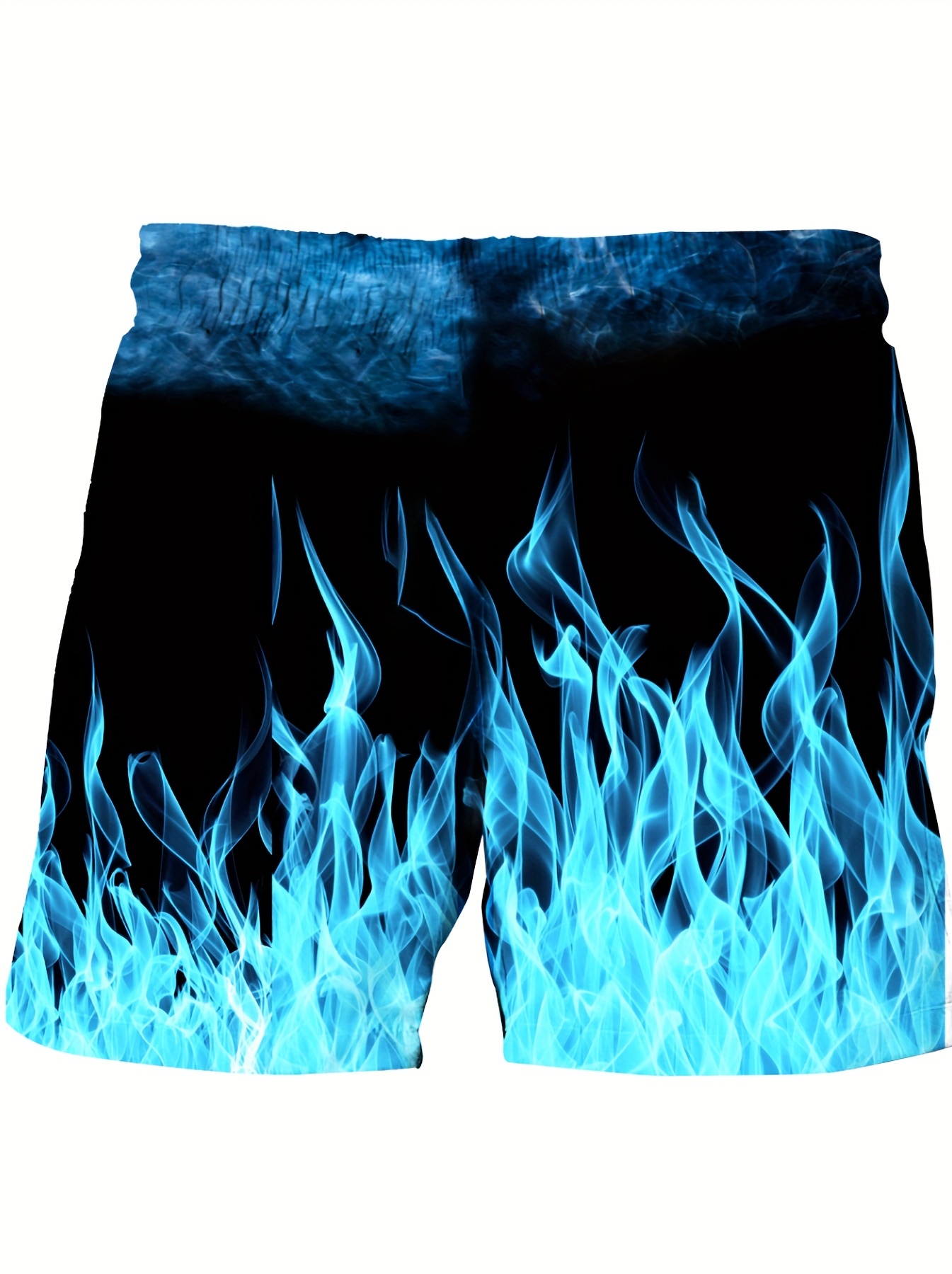 Plus Size Men's Flames Graphic Print Board Shorts For Summer