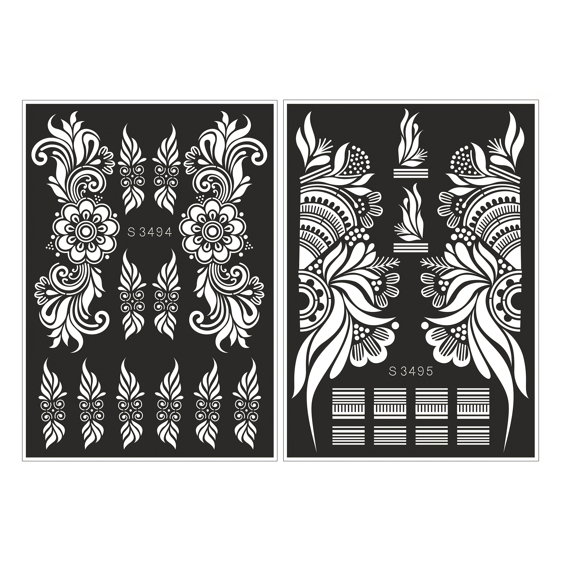 TEMU 2 Sheets Tattoo Template, Hand Tattoo Template, Body Painting Template Stickers, Reusable, Suitable For Body Art Painting And Body Makeup, Self