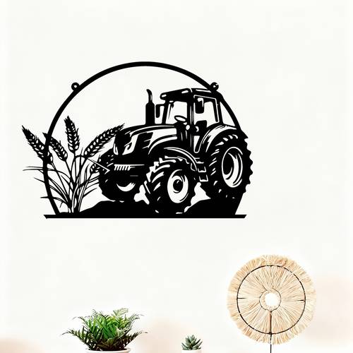 1pc tractor wheat metal wall tractor statue mural ideal gift for new year christmas farmhouse decor enthusiasts weather metal wall decor wall sculptures garden wall outdoor fence yard