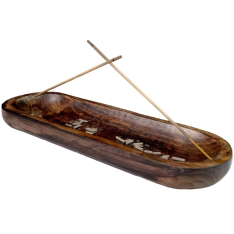 TEMU Porte-encens en bois marron, support pour bâtonnets , receveur de cendres, pour et yoga, un cadeau pour toute occasion