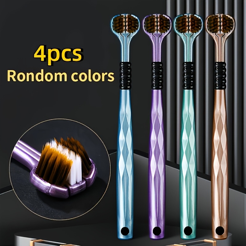 

4pcs Ergonomic Manual Toothbrushes 3- , & - For Adults