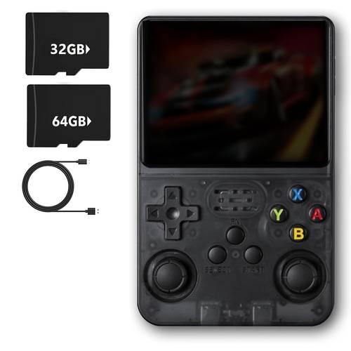 r36s handheld 64g tf card portable console 3 5 inch ips screen console