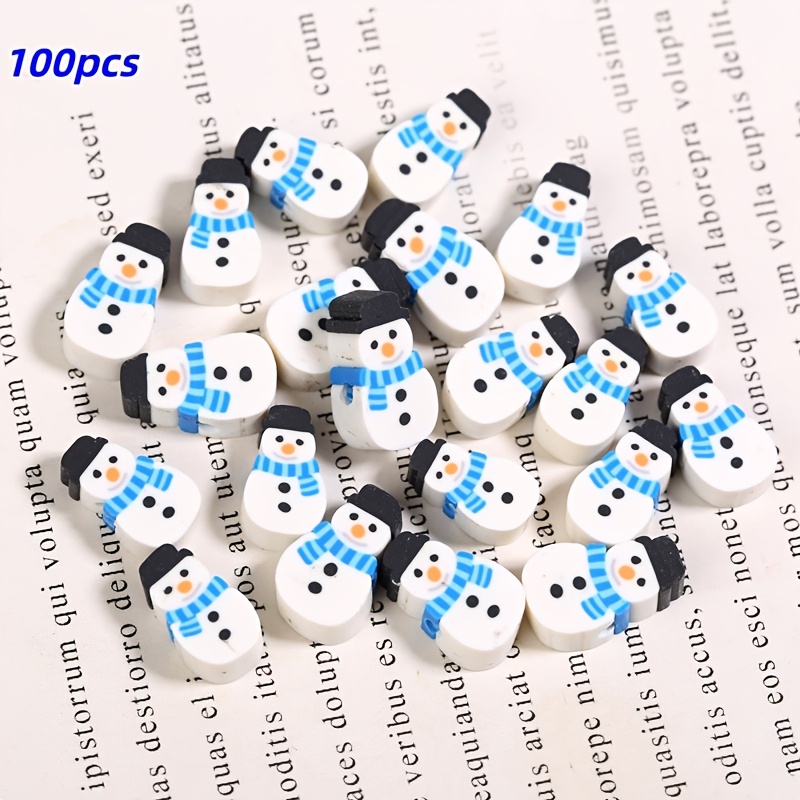 TEMU 100pcs Perles à trou traversant en souple 7x12mm de neige avec , Accessoires de faits main sur le thème de Noël pour le bricolage, Convient pour