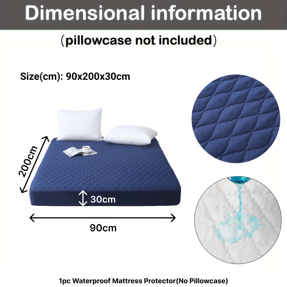 TEMU 1pc Quilted Thickened Waterproof Mattress Protector- And Comfortable Mattress Cover, Suitable For Bedrooms, Dorms, Room Decor, Guest Rooms, And