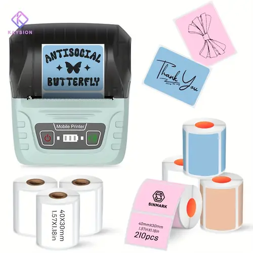 kayion sk58 mini portable thermal wireless pocket printer with 7 rolls of colorful labels suitable for printing pictures photos labels text etc