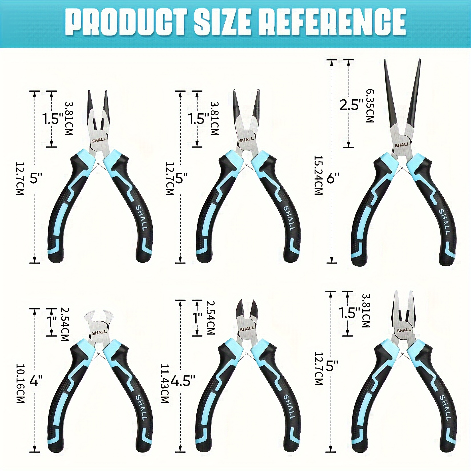 SHALL Mini Pliers Set, 6pcs Small Pliers Tool Set Includes Needle Nose, Long Nose, Bent Nose, Diagonal for Making Crafts, Electronic Repairing & Jewelry with Pouch