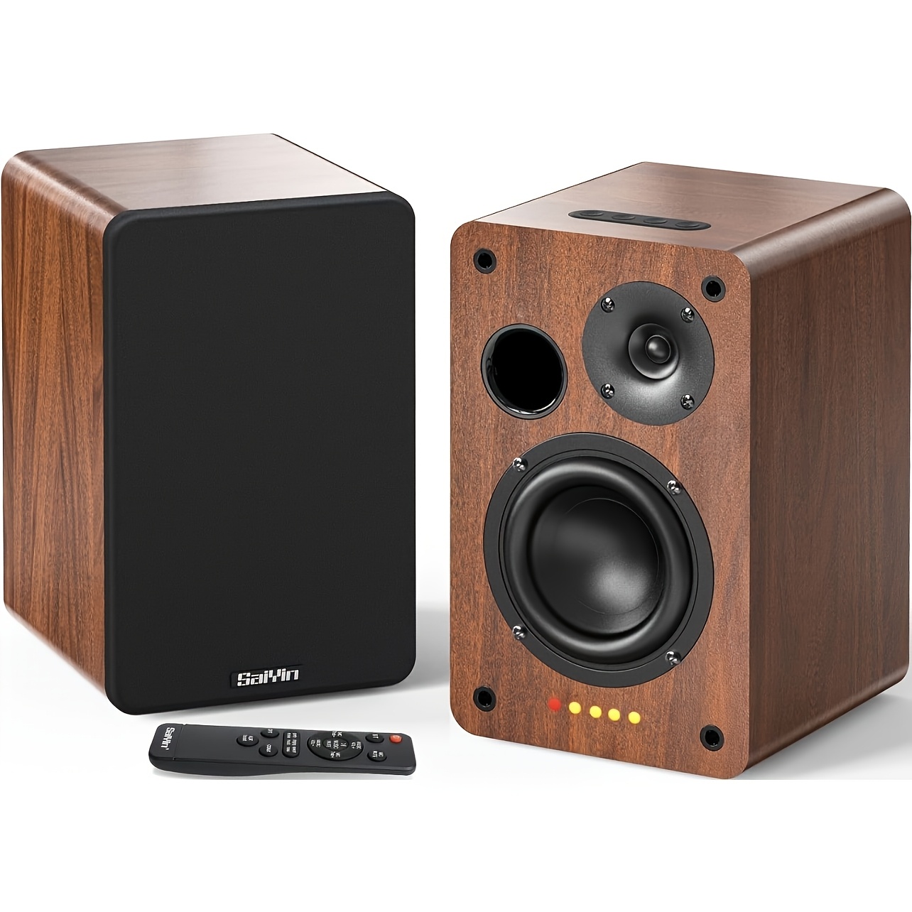 Temu – TEMU Saiyin Bluetooth Bookshelf Speakers, 40w X 2 Powered Tv Speakers With 4 Inch Woofer, Turntable Speakers With Optical/aux Input/subwoofer For Pc