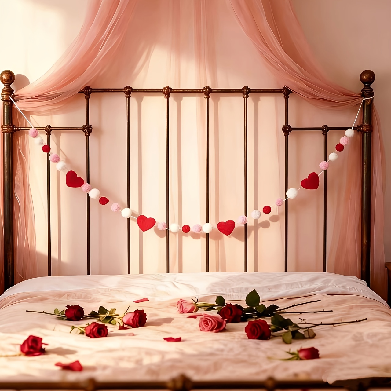 E-shop Herz-Gefühl Ballengirlande mit Schlaufe - Hochzeits-, Jubiläums- & Partydekoration geeignet für Valentinstag, Muttertag - Hängebanner mit Herzen
