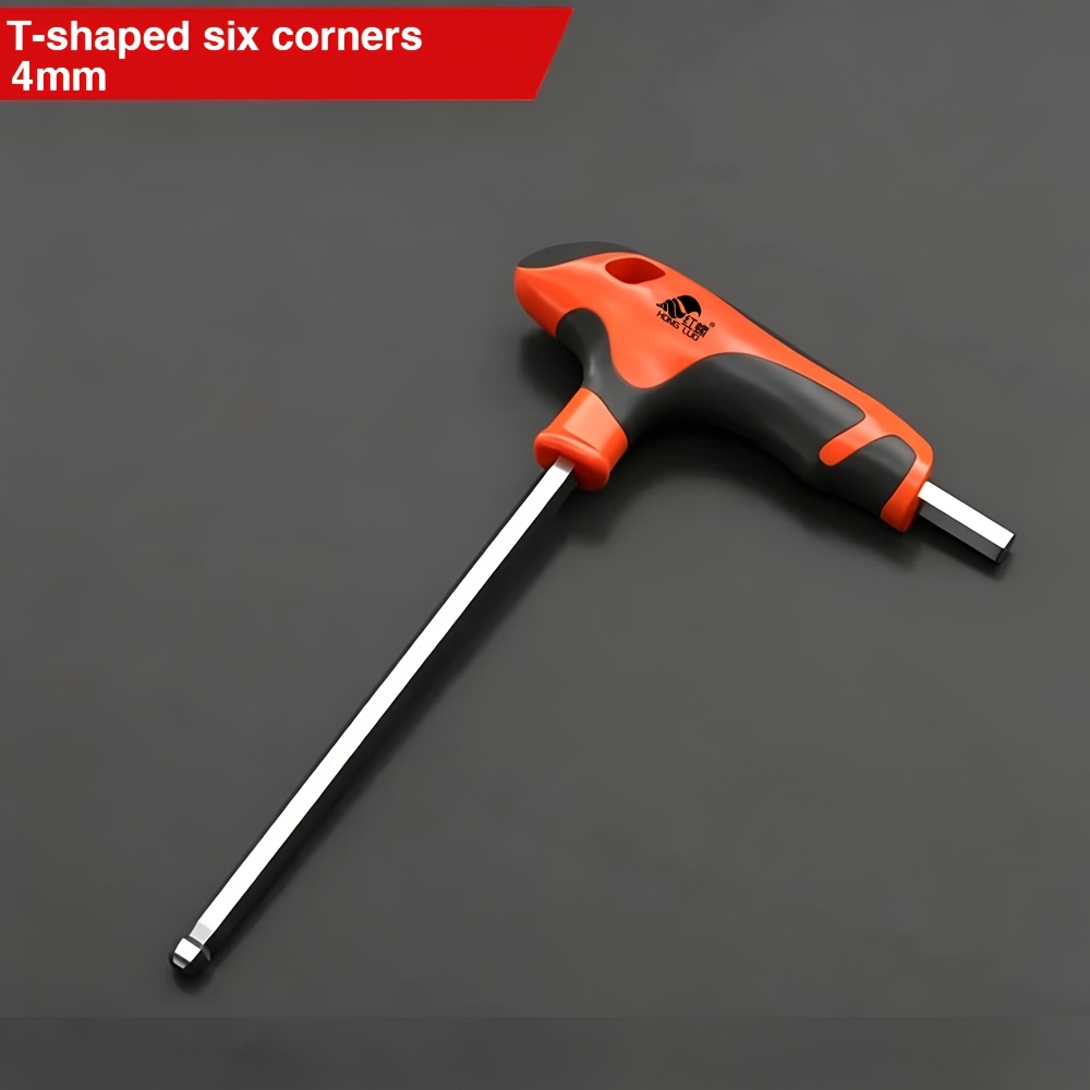 TEMU 1pc T-handle Allen Wrench / Screwdriver Tool - T-handle Comfortable Grip For Automobile Maintenance, 2/2.5/3/4/5/6/8/10mm Flat/ball Head Hex Key