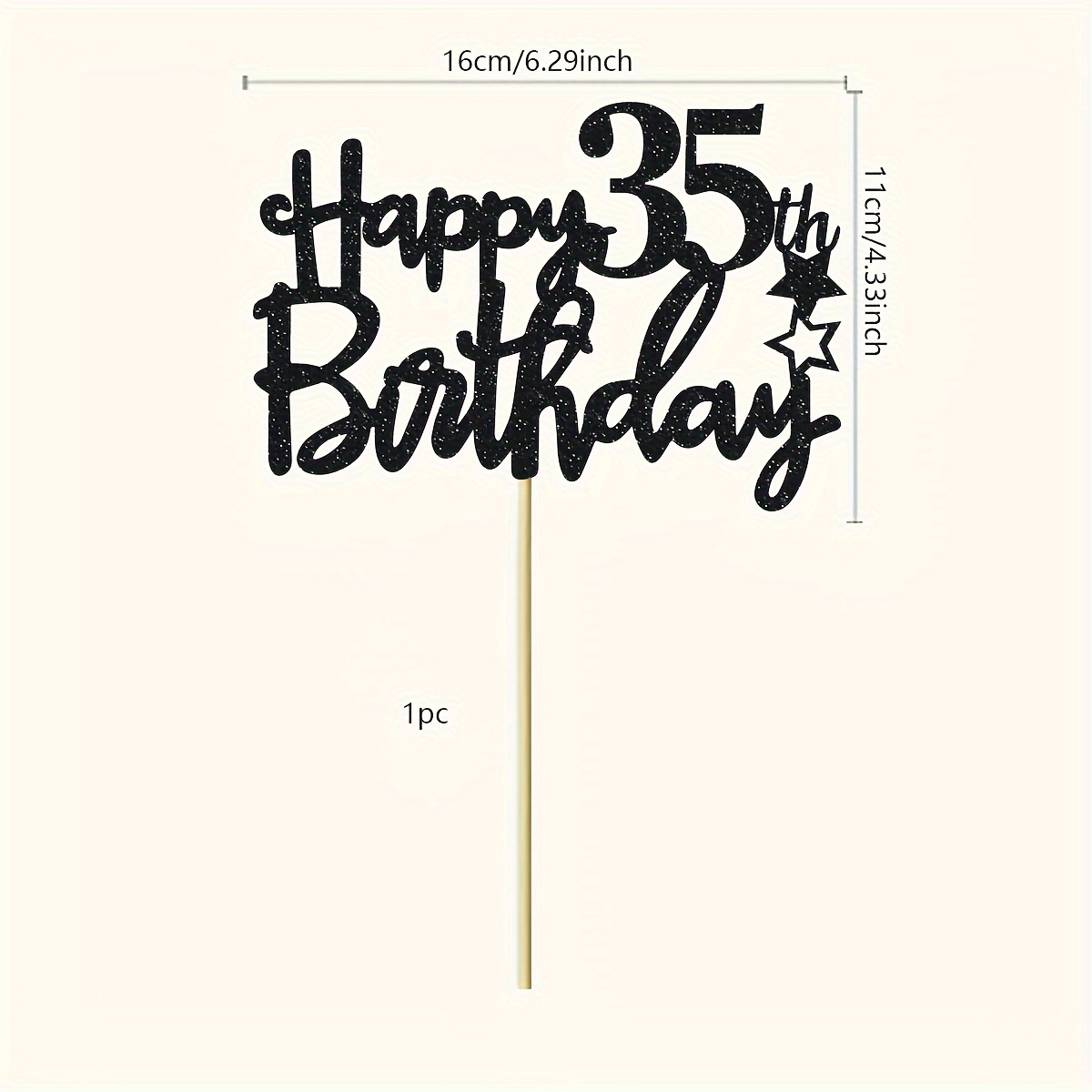 1pc Glitter Happy Birthday Cake Topper, Happy Birthday Cake Decor, Birthday Party Decoration Supplies