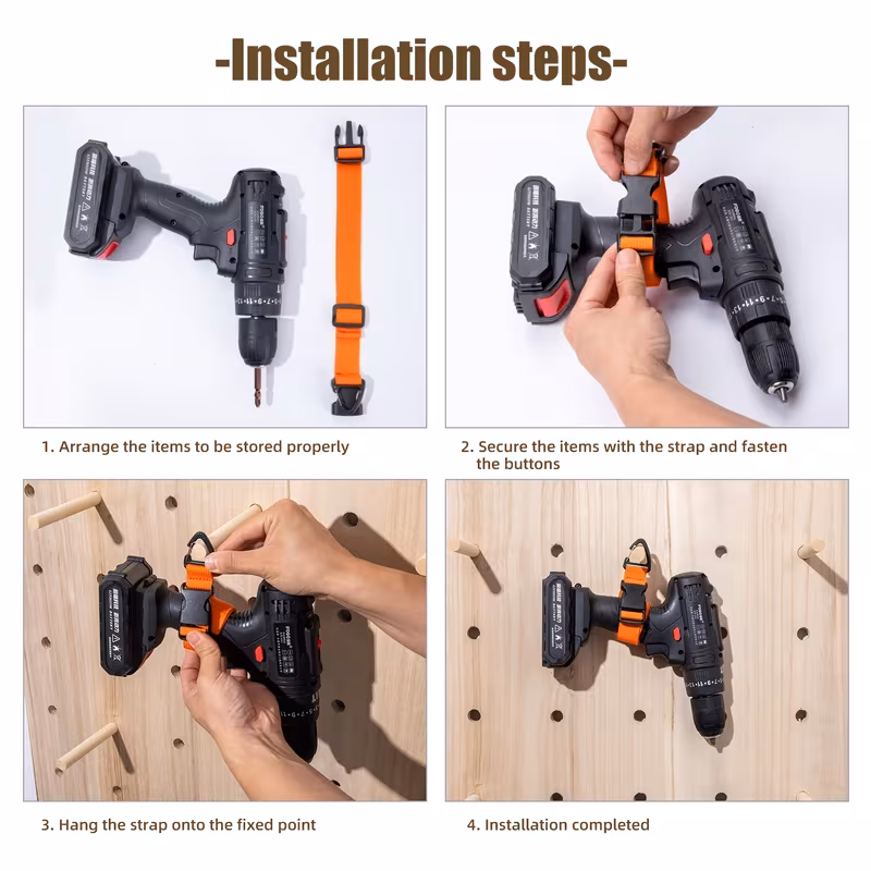 5 8 pack 17 72 inch orange adjustable extension organizer with 3 carabiner clips heavy duty polypropylene management straps for studio and garage organization secure cable storage clutter free extension holder convenient design details 2