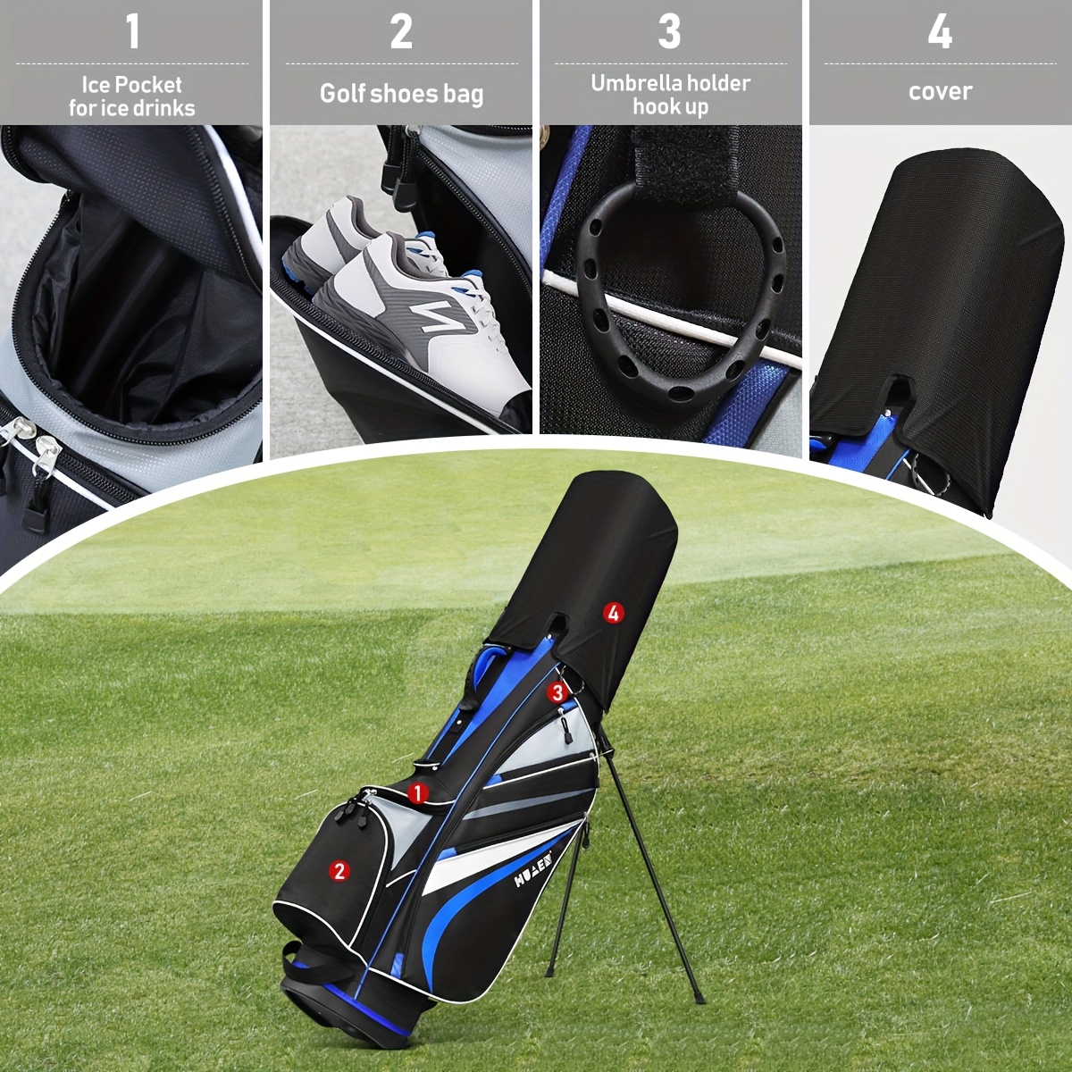 Lightweight Golf Stand Bag with 7-Way Full-Length Dividers, Zippered  Pockets Dual Straps Compact Ergonomic Padded Shoulder Straps,  Durable